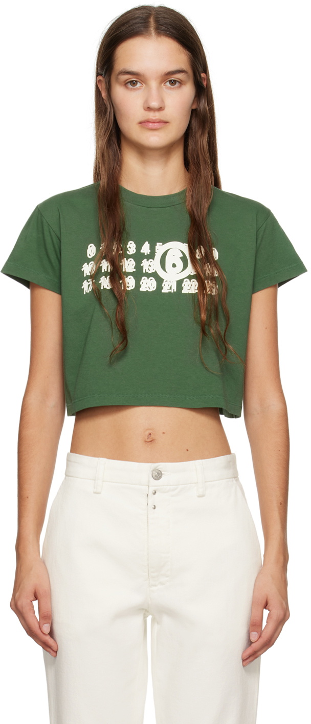 MM6 Maison Margiela Green Cropped T-Shirt MM6 Maison Margiela