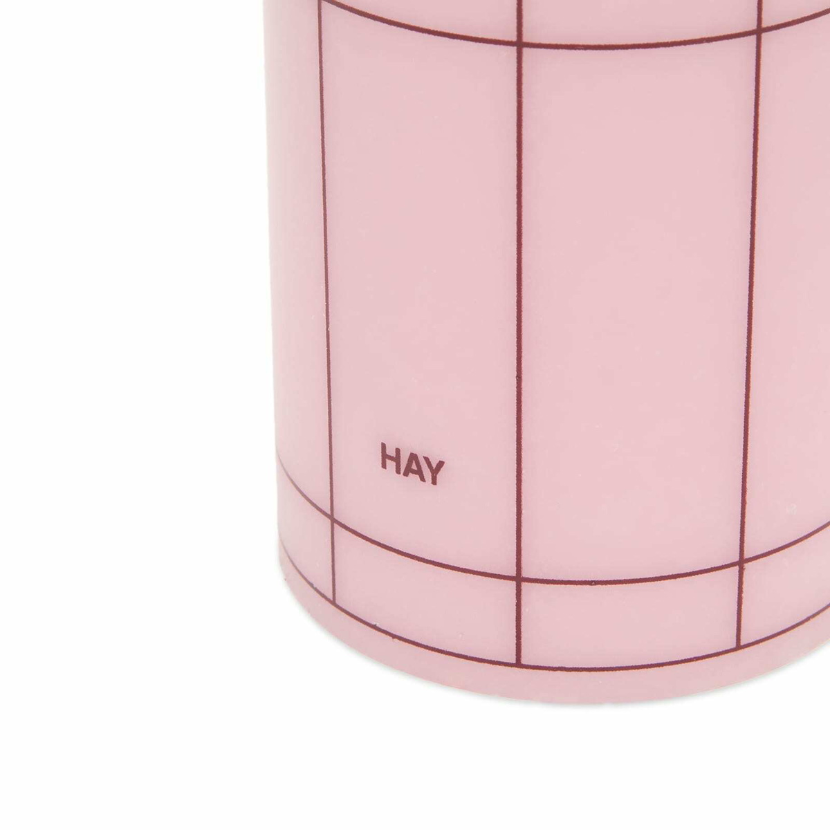 HAY Column Candle - Small in Light Pink/Bordeaux Grid 