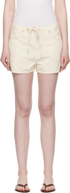 Photo: rag & bone Off-White Featherweight Nolan Drawstring Denim Shorts