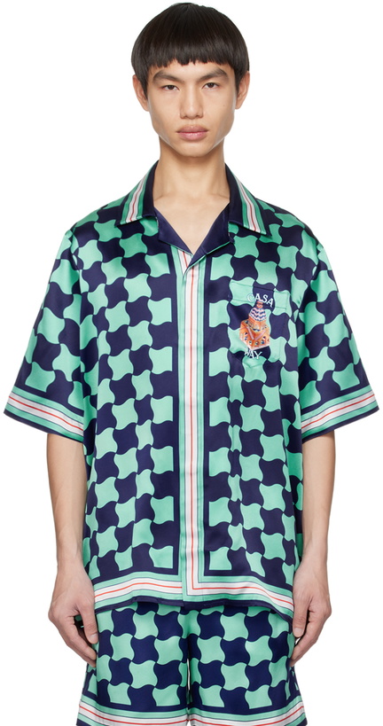 Photo: Casablanca Green & Navy Pool Tile Shirt