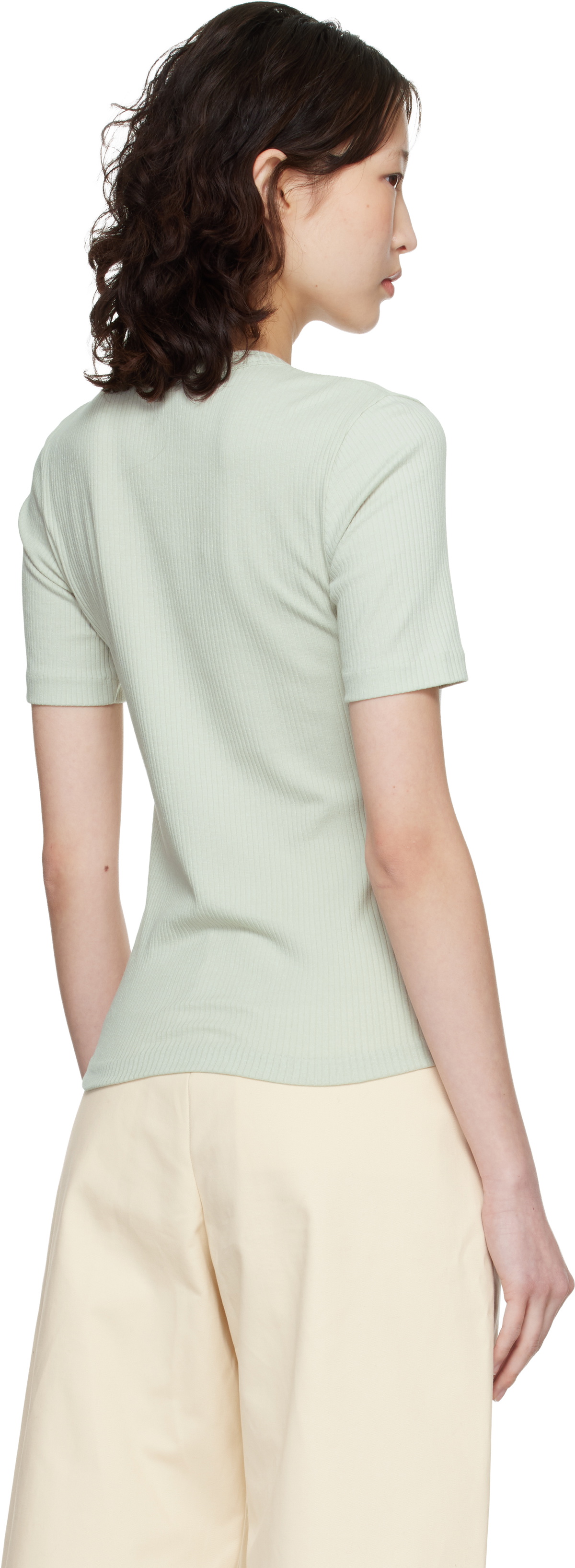 Maison Kitsuné Green Baby Fox Ribbed Fitted T-shirt