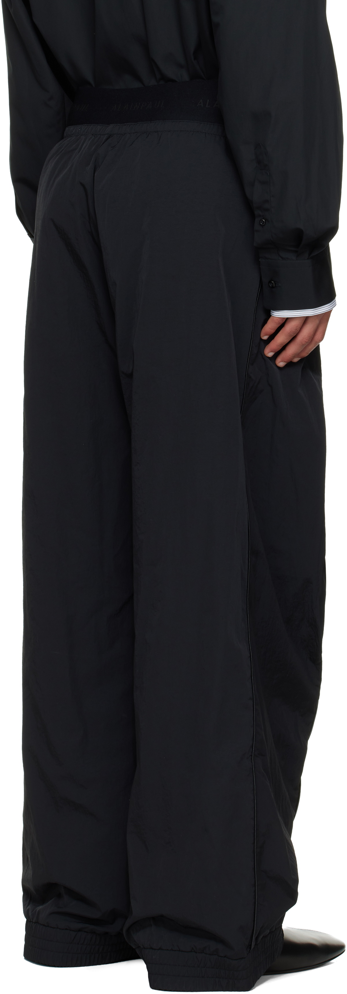 ALAINPAUL Black Knee Shape Track Pants