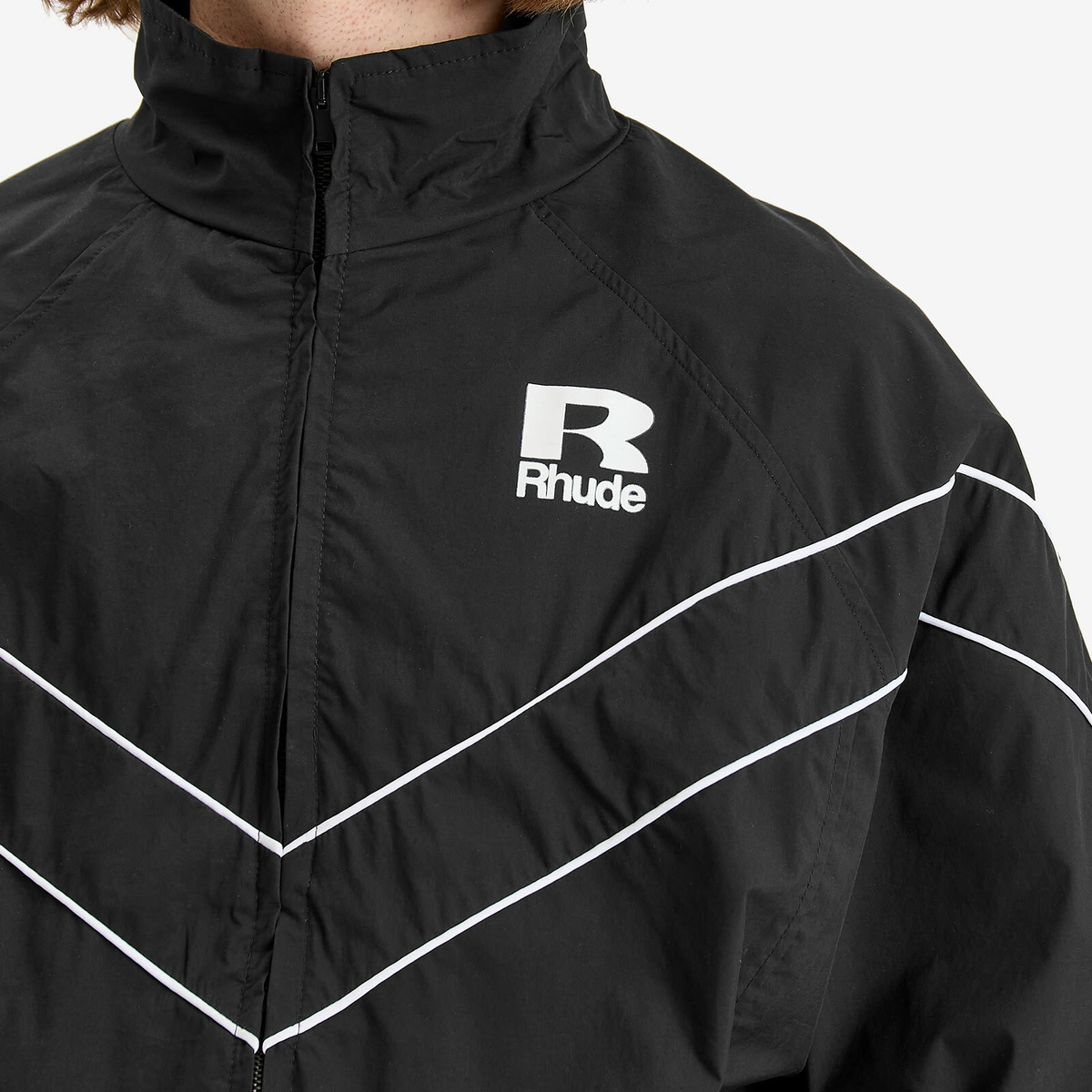 Rhude Men's Piping Raglan Track Jacket in Black Rhude