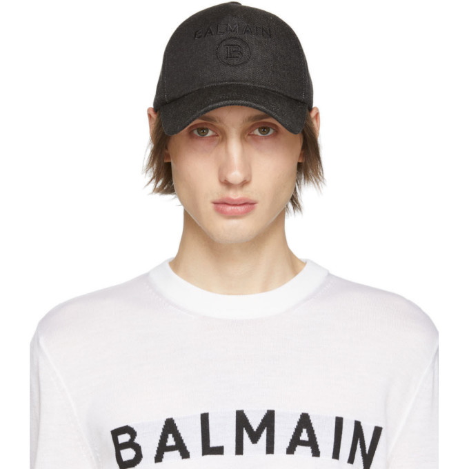 Photo: Balmain Black Denim Logo Cap