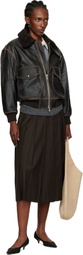 Dunst Brown A-2 Shearling Collared Leather Jacket