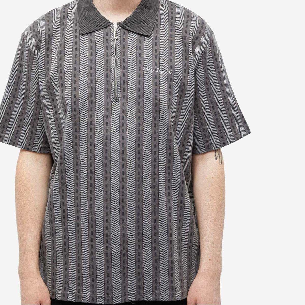 Polar Skate Co. Men's Road Zip Polo Shirt in Graphite Polar
