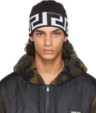 Versace Black Greca Beanie