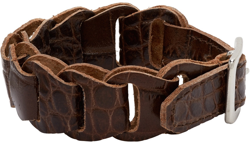 Our Legacy Brown Croc Link Bracelet Our Legacy