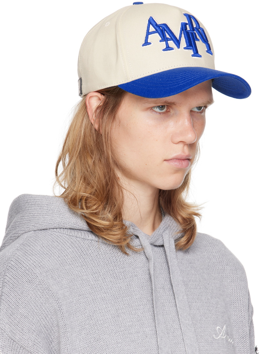 AMIRI Off-White & Blue Staggered 'AMIRI' Canvas Cap Amiri