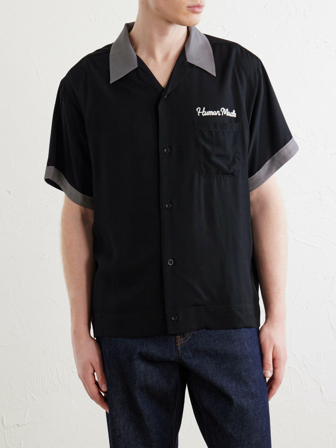 Human Made - Logo-Embroidered Poplin Shirt - Black