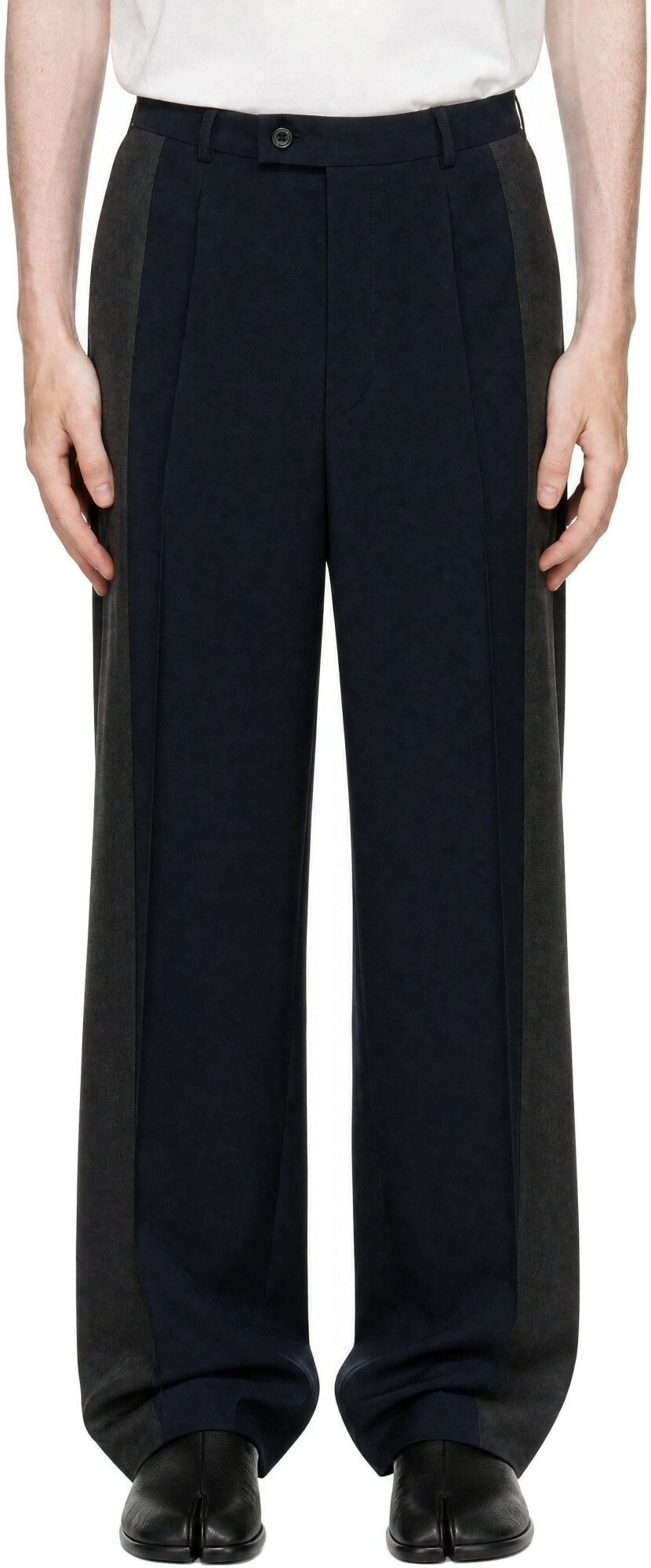 Maison Margiela Navy & Gray Two-Tone Wool Trousers