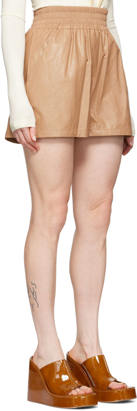 Stand Studio Tan Hedda Faux-Leather Shorts