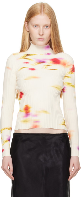 Photo: Ferragamo Off-White Blossom Print Turtleneck