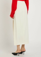 Victoria Beckham Split Twill Midi Skirt Ivory