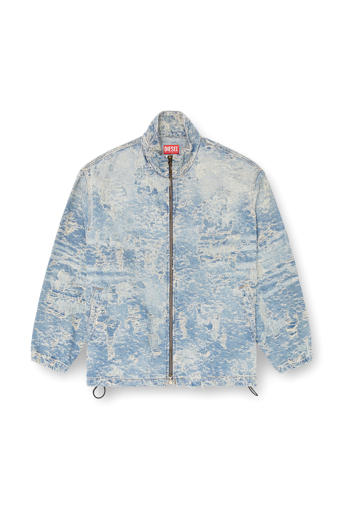 Diesel Zip jacket in dirty jacquard denim - Denim Jackets - Unisex - Blue