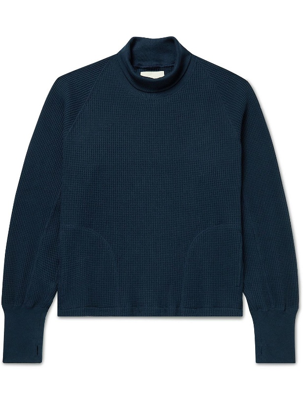 Photo: Nicholas Daley - Waffle-Knit Cotton Rollneck Sweater - Blue