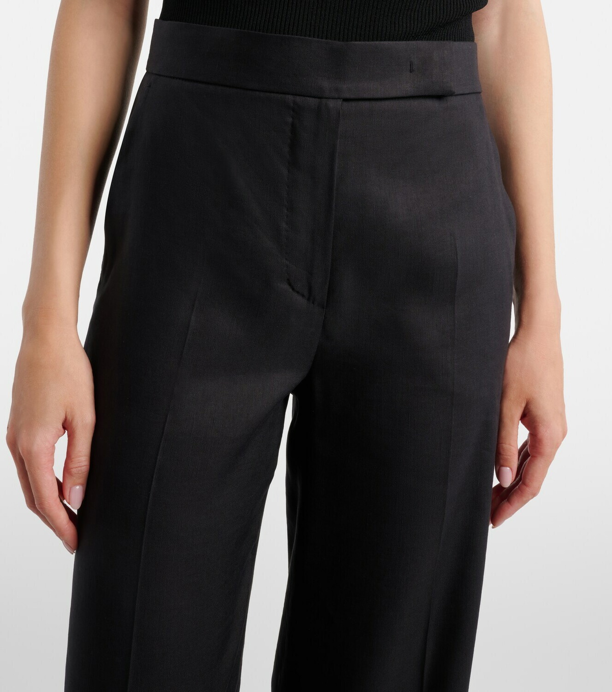 Max Mara Linen and silk twill wide-leg pants