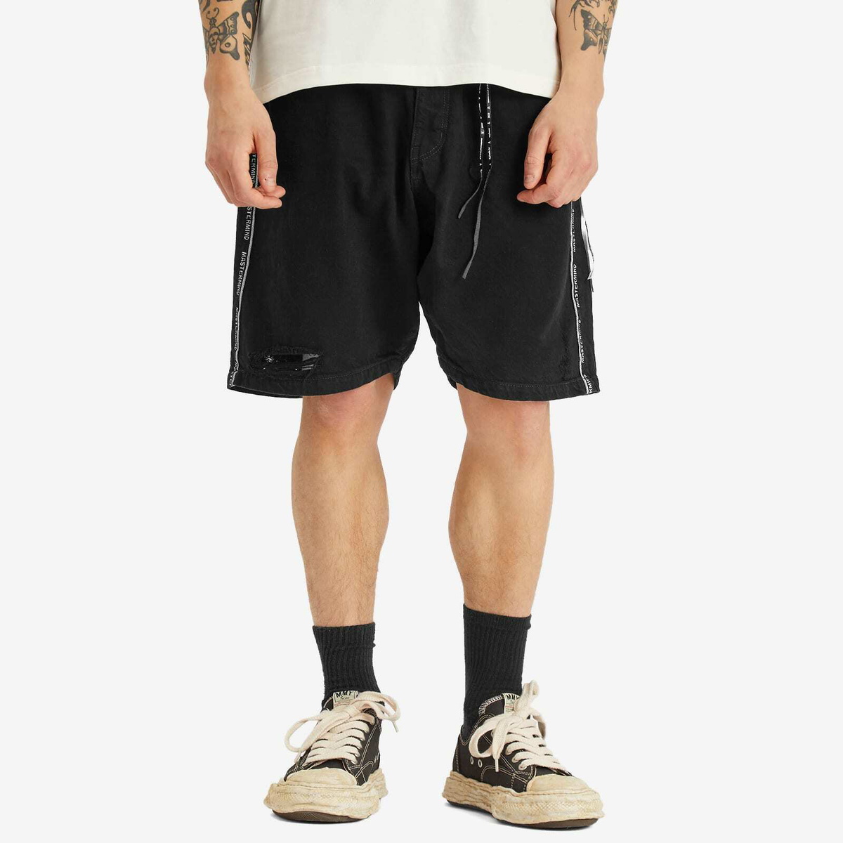 mastermind JAPAN Men's Inside-Out Denim Shorts in Black
