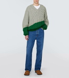 Loewe Colorblocked cable-knit wool sweater