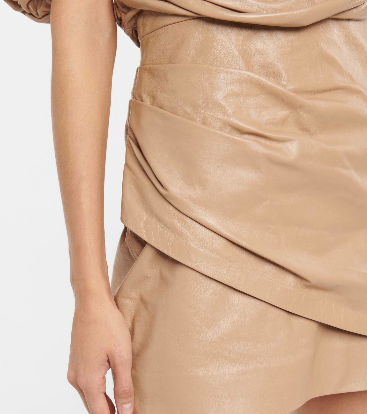 Zeynep Arçay Off-shoulder leather minidress