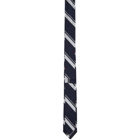 Thom Browne Navy Silk Stripe Classic Tie