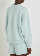 Anine Bing Miles Logo-appliquéd Cotton Sweatshirt Light Blue