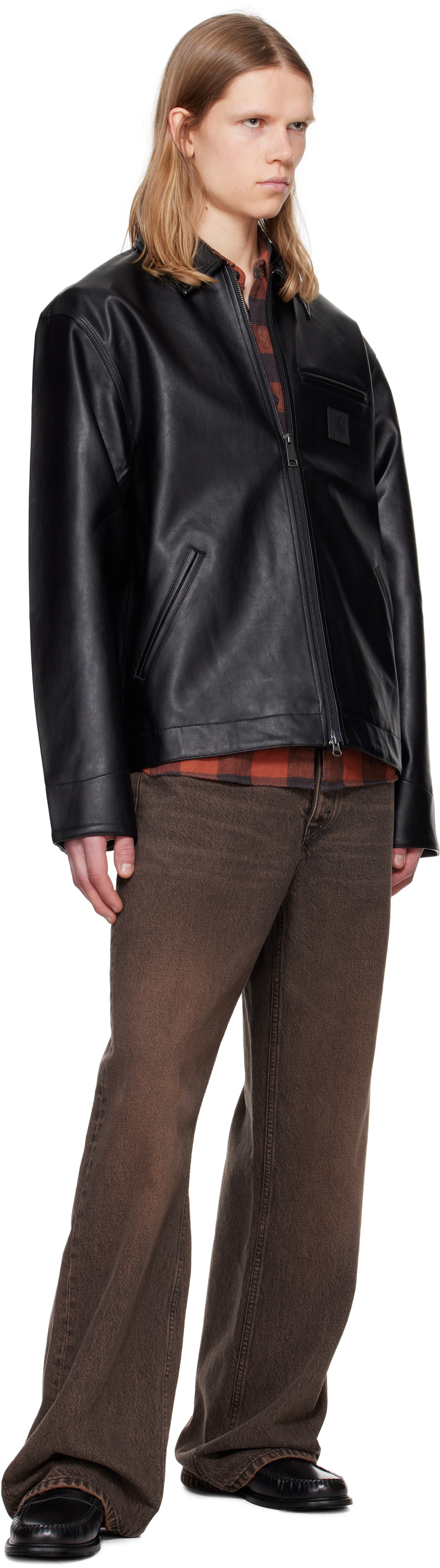 Carhartt Work In Progress Black Detroit Faux-Leather Jacket