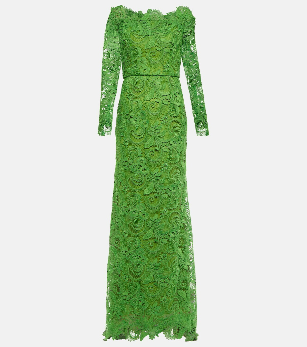 green emerald velvet dress Oscar De La Renta
