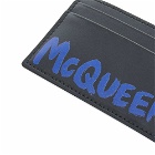 Alexander McQueen Men's Graffitti Logo Card Holder in Black/Ultramarine