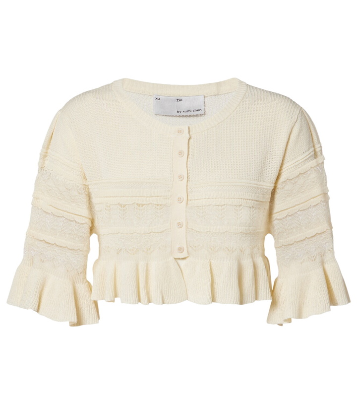 Photo: Xu Zhi Cropped open-knit ruffled cardigan