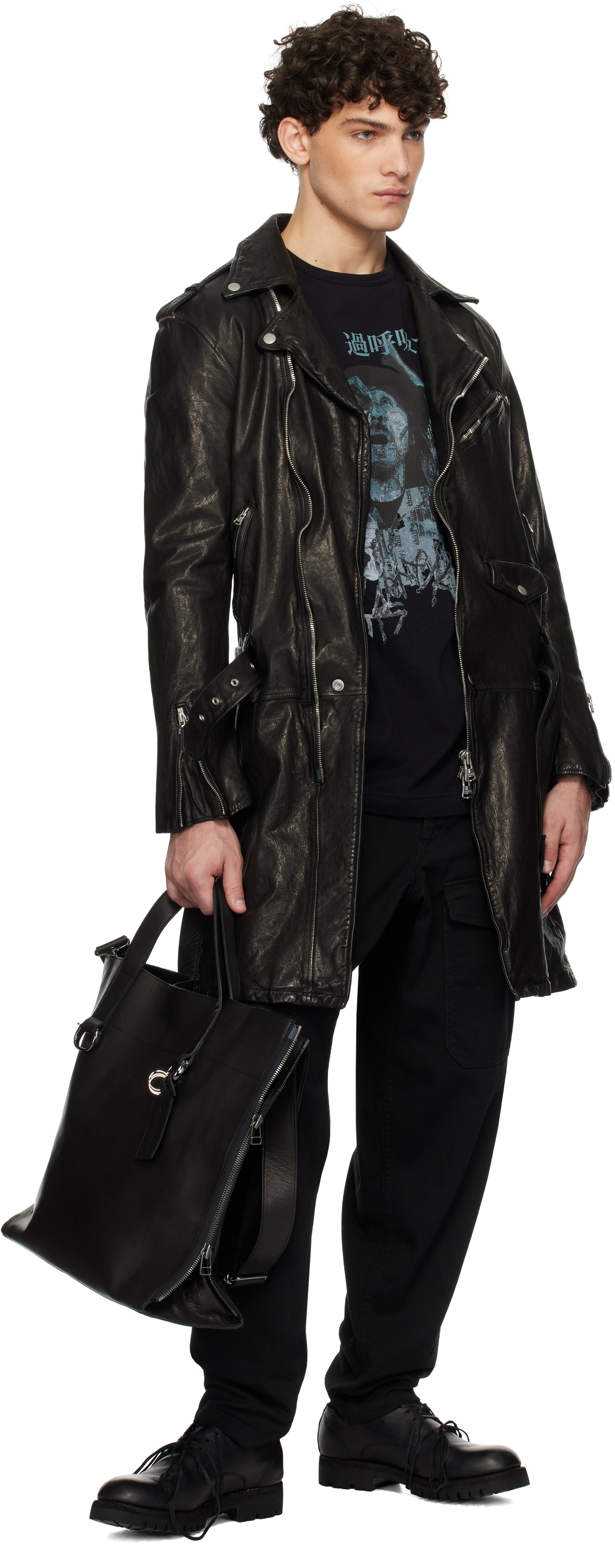 YOHJI YAMAMOTO Black Zipper LL Tote Yohji Yamamoto