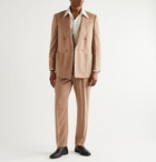 UMIT BENAN B - Double-Breasted Camel Suit Jacket - Neutrals