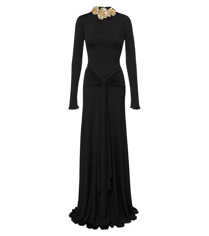 Photo: David Koma Draped floral-appliqué gown