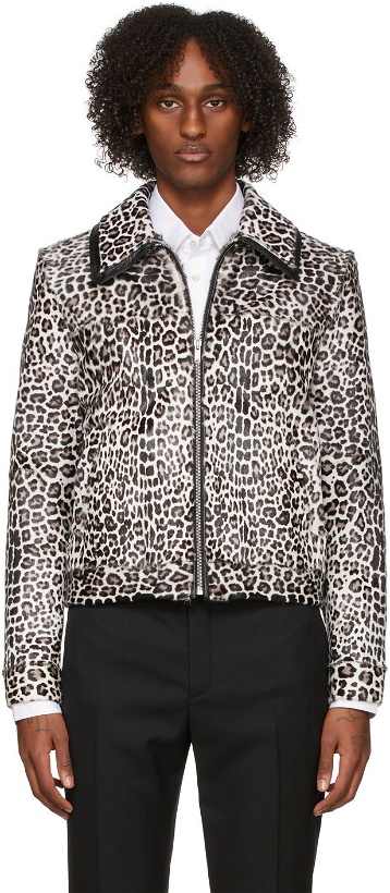 Photo: Saint Laurent White & Black Fur Leopard Print Jacket