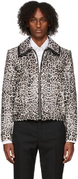 Saint Laurent White & Black Fur Leopard Print Jacket