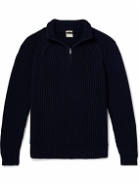 Massimo Alba - Dylan Ribbed Cotton Half-Zip Sweater - Blue