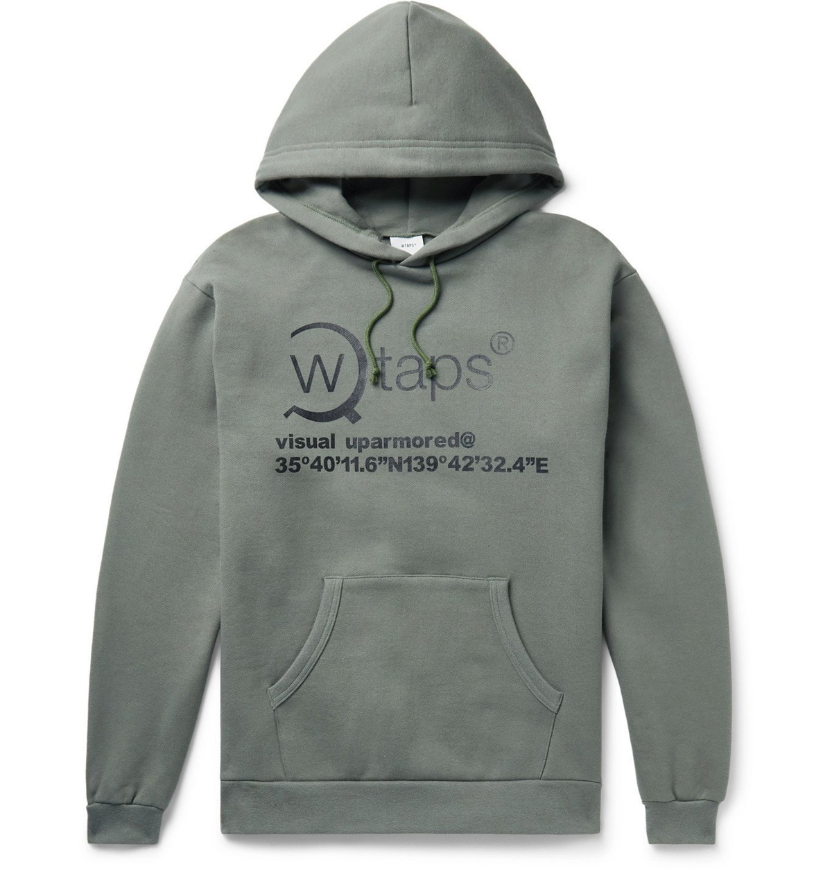 WTAPS - Logo-Print Fleece-Back Cotton-Jersey Hoodie - Green WTAPS