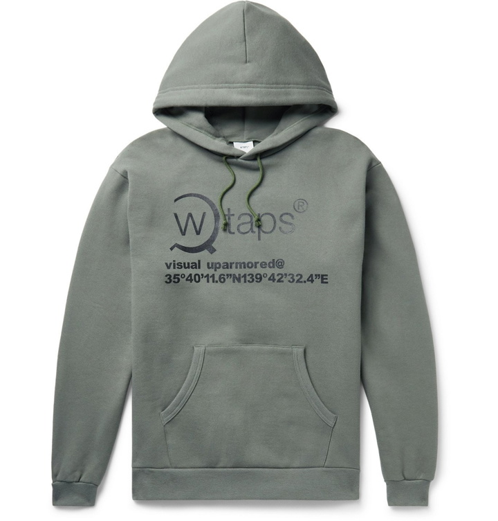 Photo: WTAPS - Logo-Print Fleece-Back Cotton-Jersey Hoodie - Green