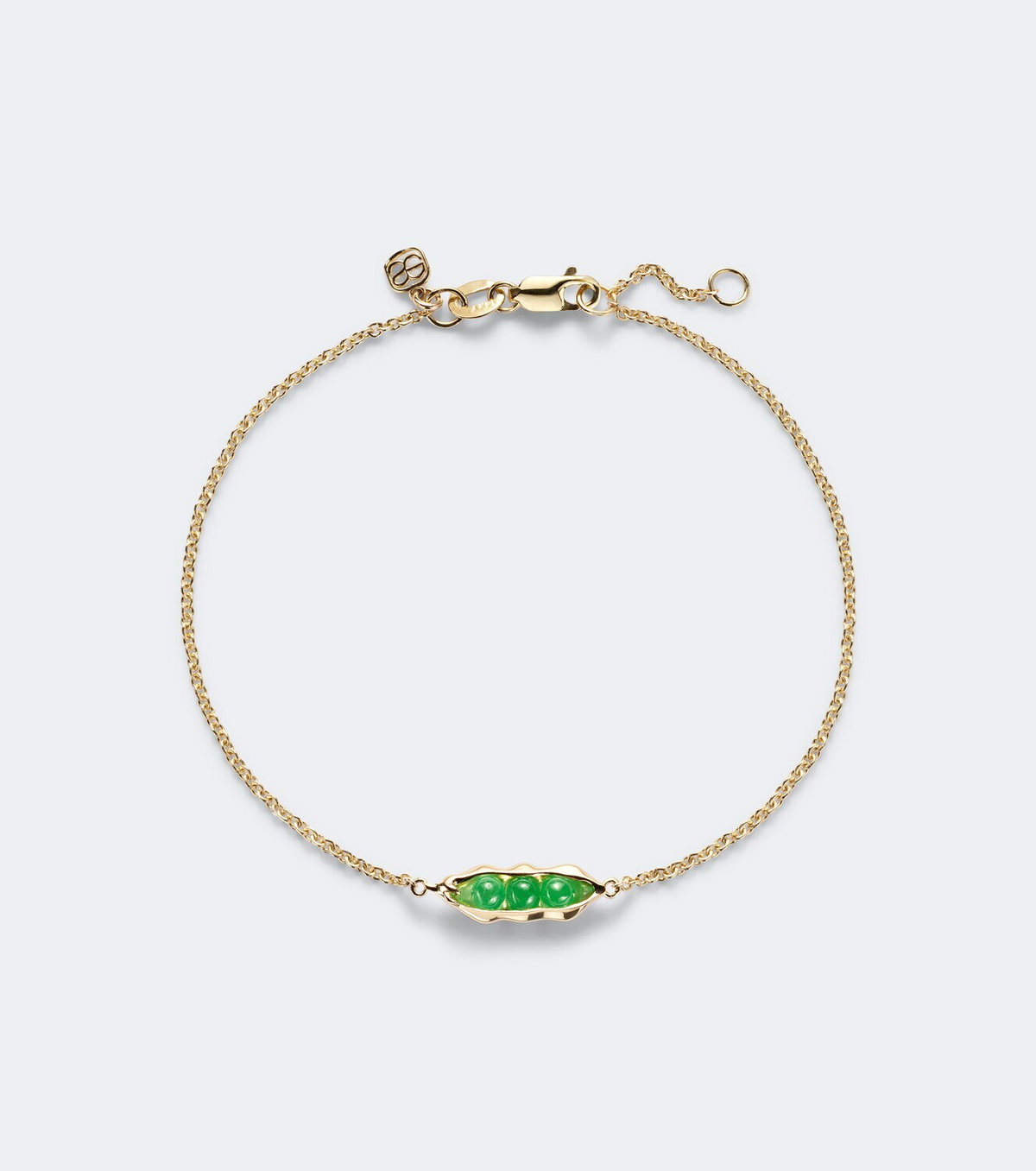 Sydney Evan Pea Pod 14kt gold bracelet with jades