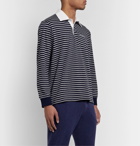 Saturdays NYC - Sanders Twill-Trimmed Logo-Embroidered Striped Cotton Polo Shirt - Blue