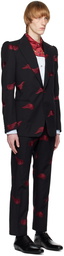 Dries Van Noten Black & Red Embroidered Suit