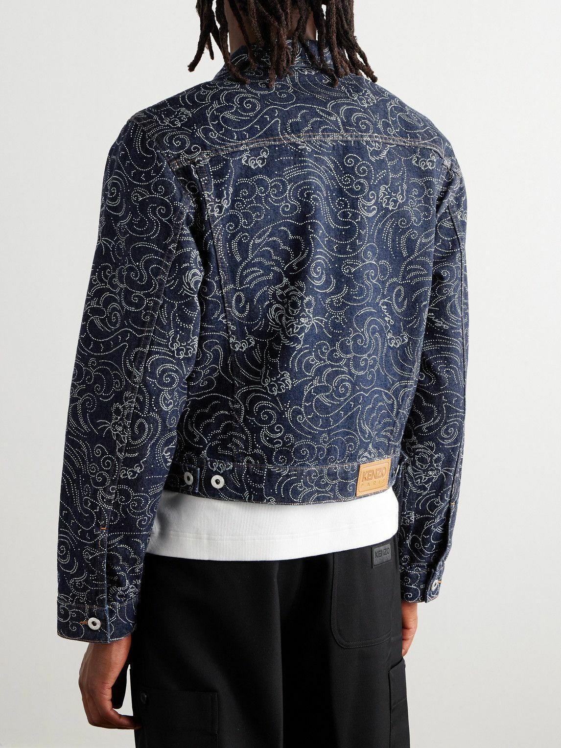 KENZO Star Tiger Printed Denim Trucker Jacket Blue