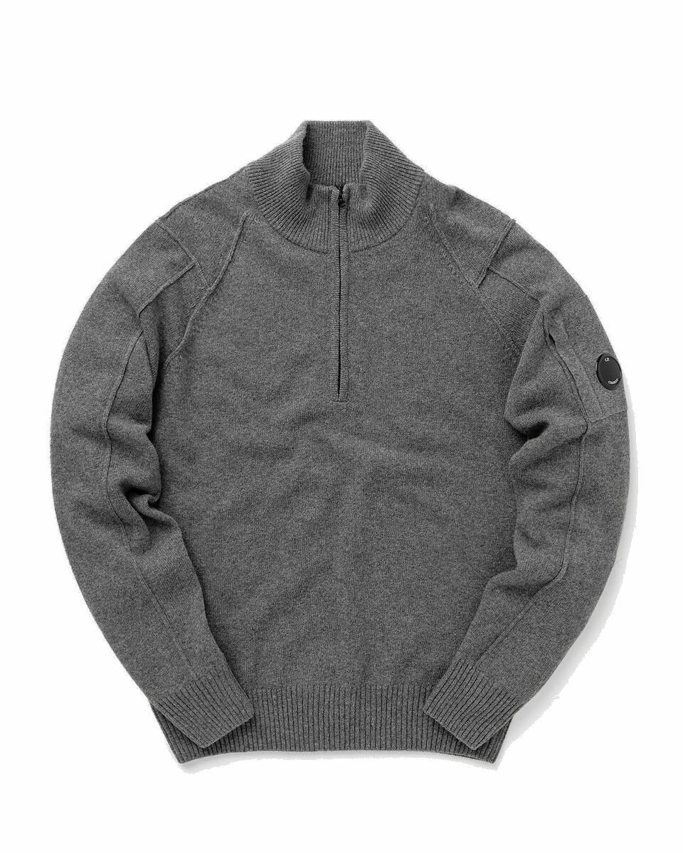 Photo: C.P. Company Lambswool Quarter Zipped Knit Grey - Mens - Pullovers