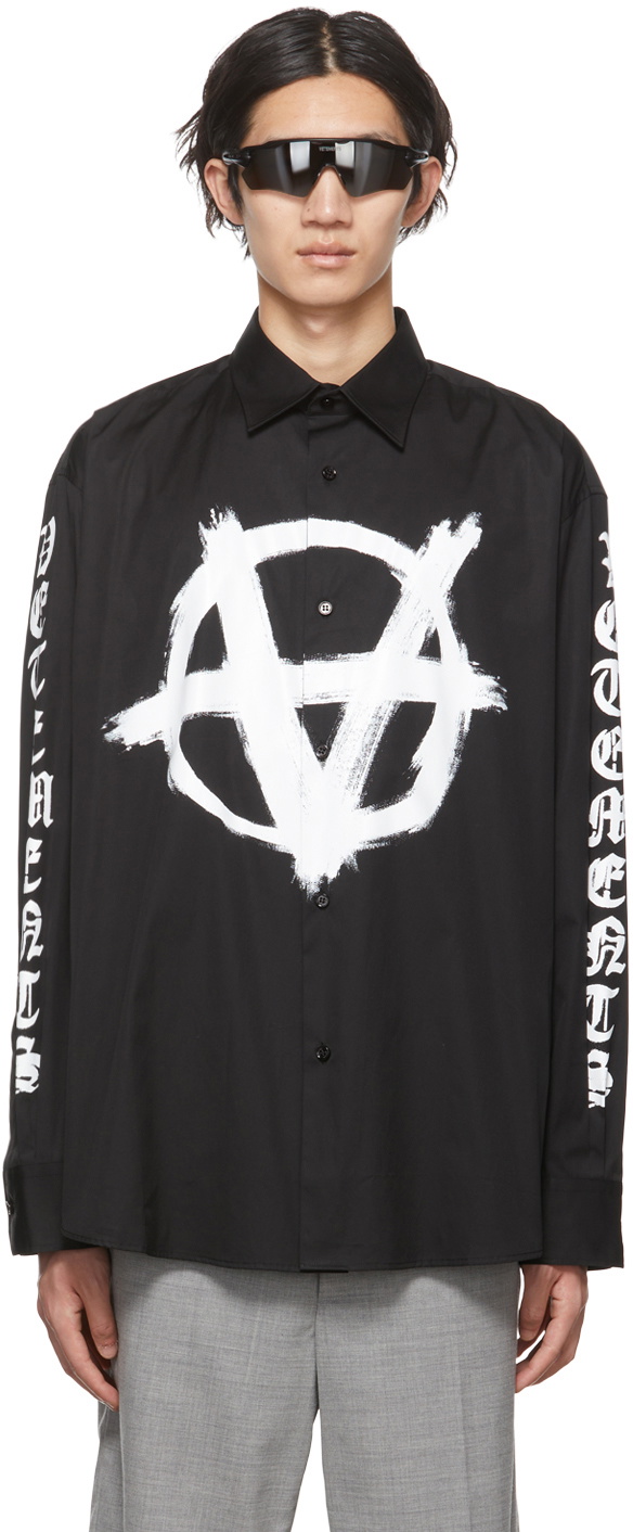 VETEMENTS double-Anarchy flannel shirt - Black