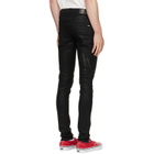 AMIRI Black Waxed Staggered Logo Skinny Jeans
