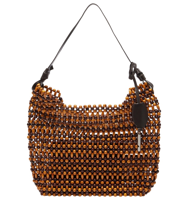Photo: Staud Drift beaded leather-trimmed tote bag