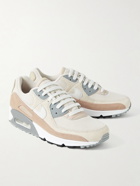 Nike - Air Max 90 Leather-Trimmed Suede and Canvas Sneakers - Neutrals