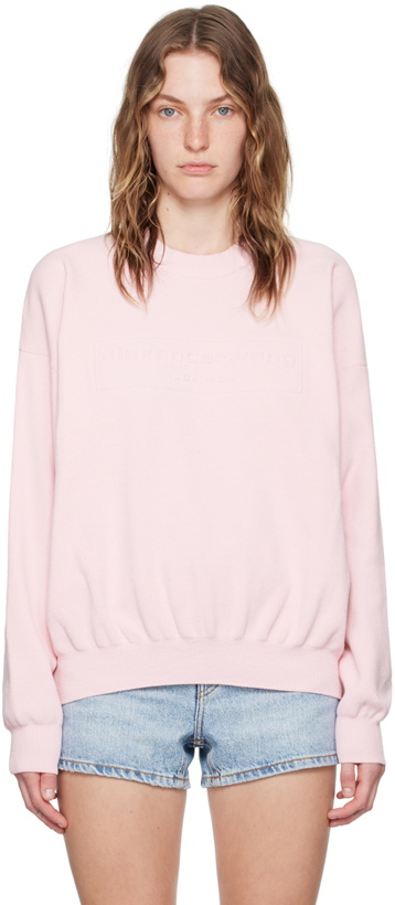 Photo: Alexander Wang Pink Embossed-Logo Sweater