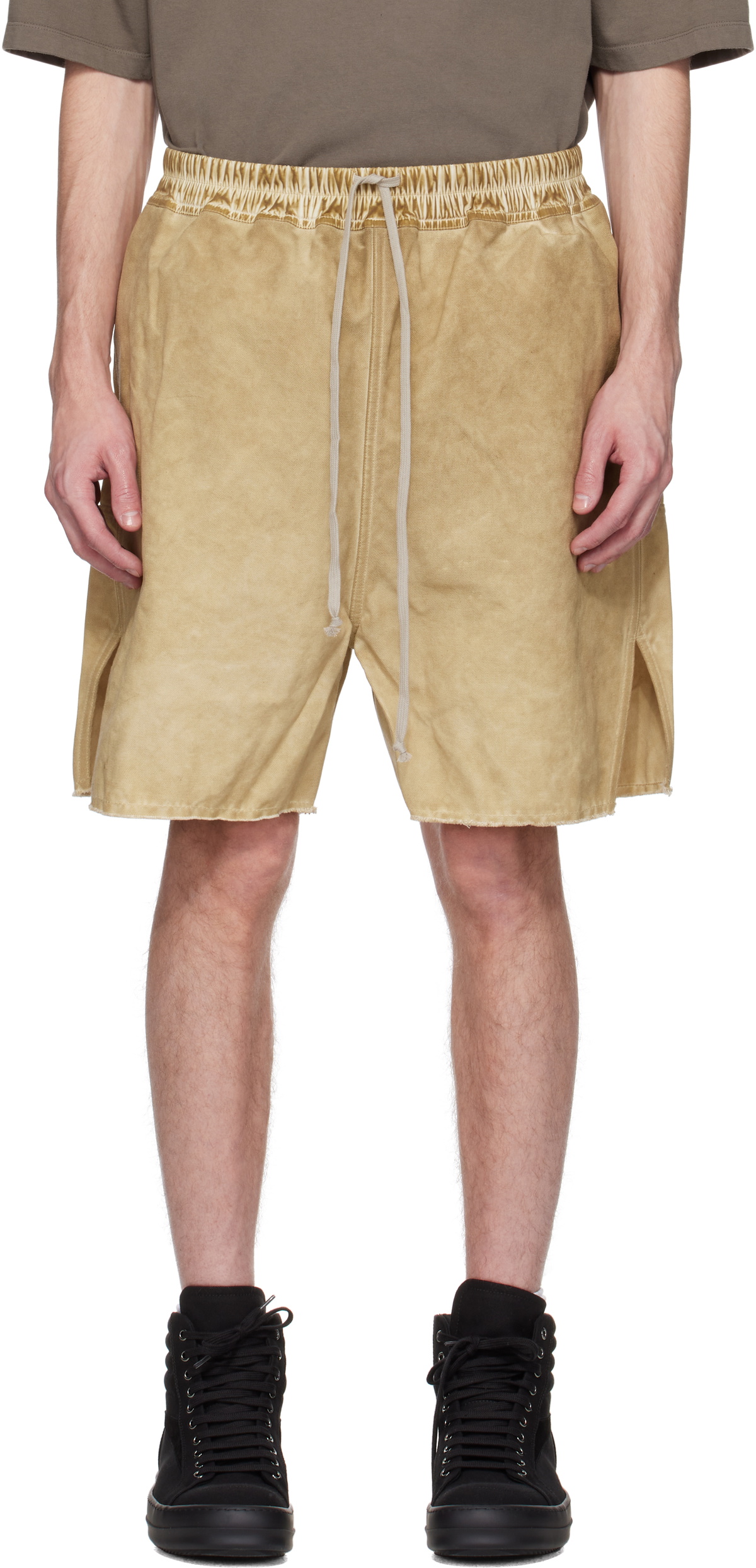 希少レア新品【Rick Owens DRKSHDW】BOXERS コーティング Rick Owens DRKSHDW Long Boxers Cotton Shorts | White | FARFETCH