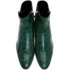 Balmain Green and Black Python Mike Boots